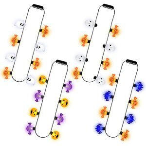 4PCS Necklace Accessories, 4 Kinds Light up Necklaces, Glow Necklace with Pumpki
